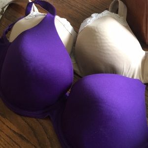 42C bras purple and cream 2 bras very nice shape